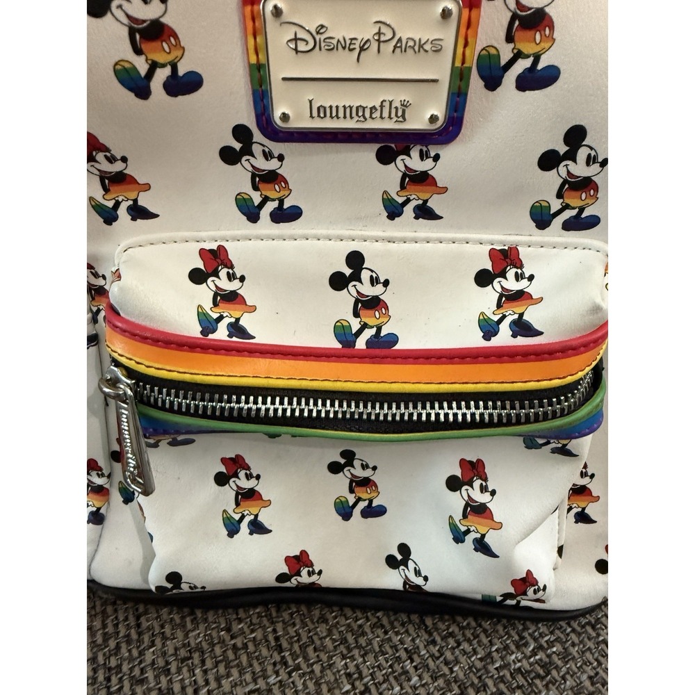 Disney Mickey Minnie Rainbow Pride Loungefly Backpack See Pics - Picture 3 of 12